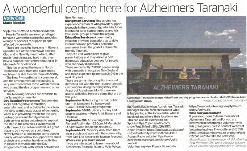 11 Alzheimers Taranaki Volly Call - TDN 06.09.24